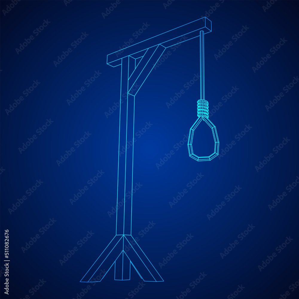 Obraz premium Gallows with Hanging rope. Place of execution in the Middle Ages