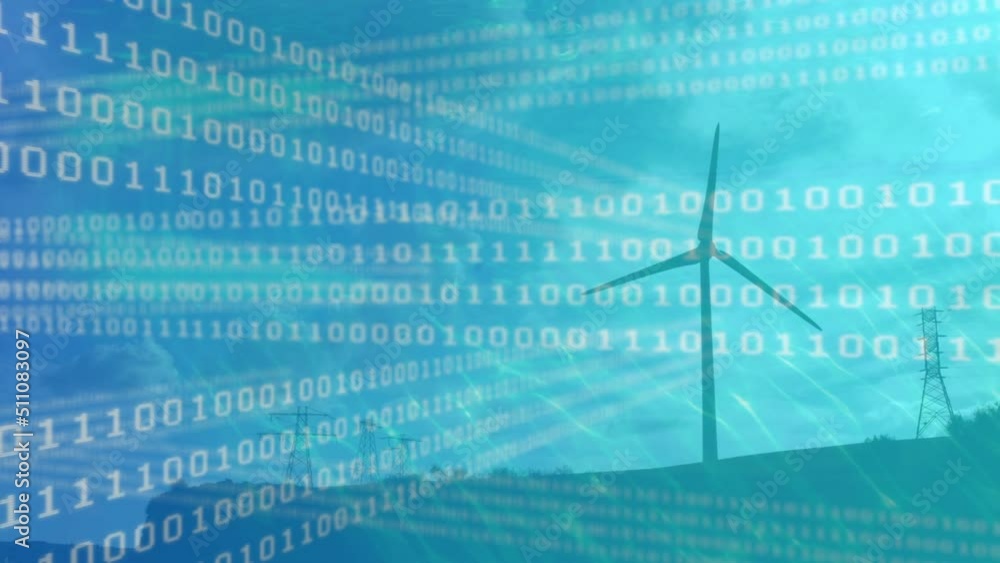 Animation of data processing over wind turbine Animation of data processing over wind turbine