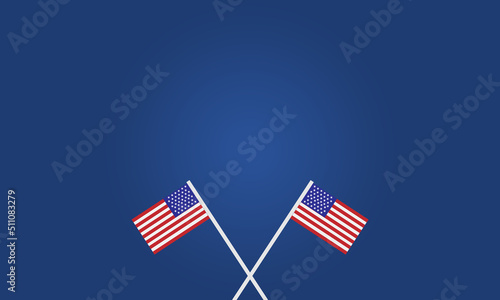 United States Flags on a blue gradient background, 4th of July abstract gradient background with copy space