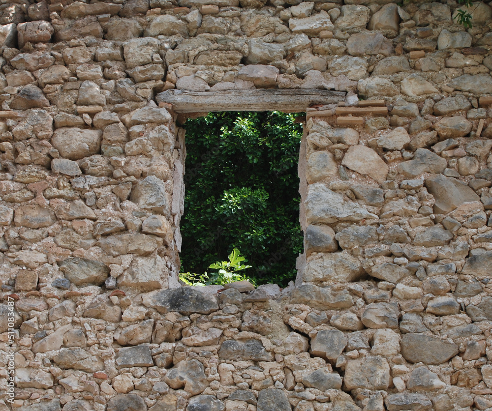 Square window in rustic town house
