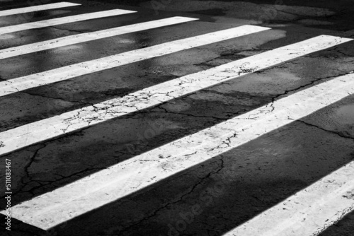 Black and White Zebra, Pedestrian Crossing on the Road
