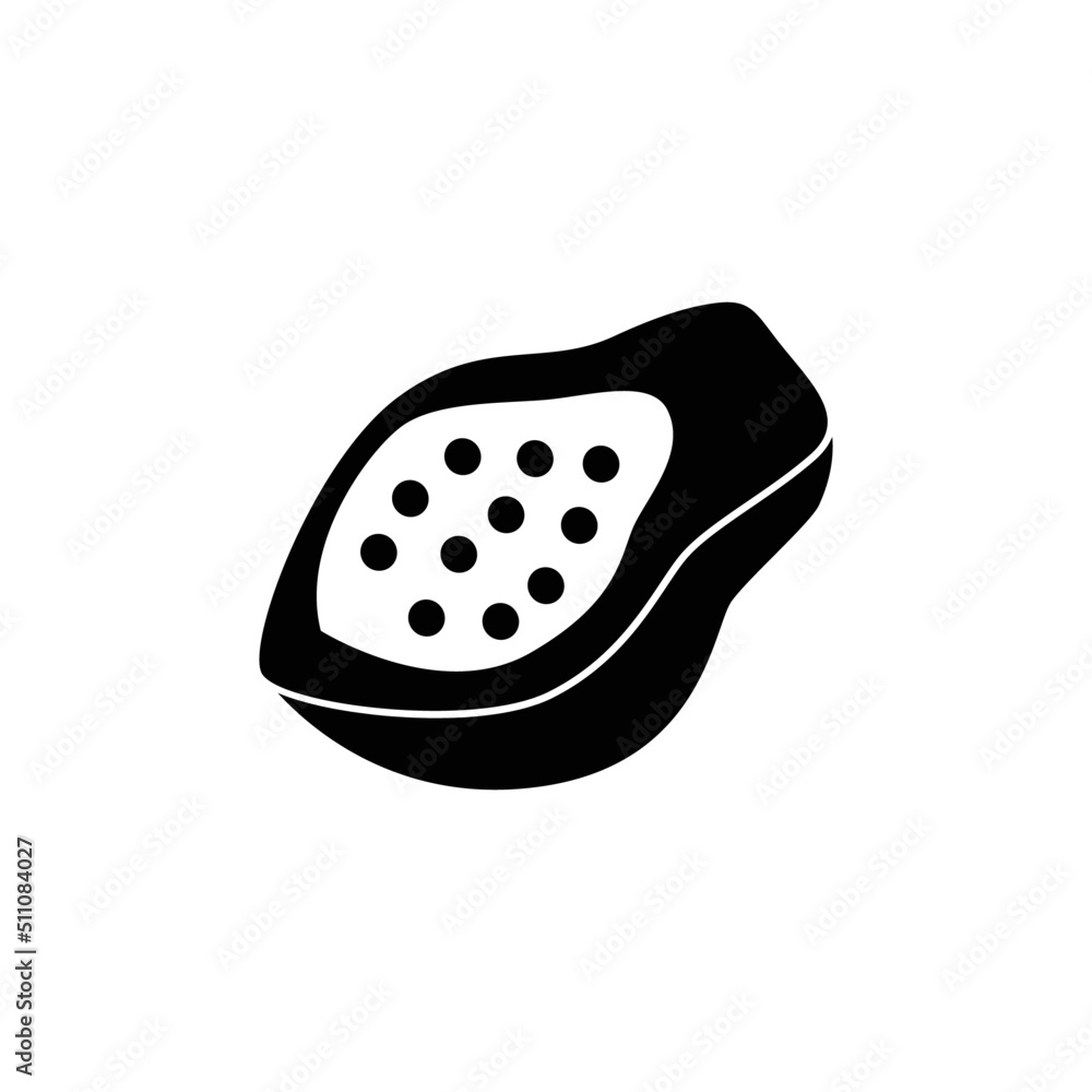 papaya icon in black flat glyph, filled style isolated on white background papaya icon in black flat glyph, filled style isolated on white background