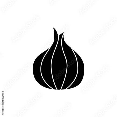 onion vegetable in black flat glyph, filled style isolated on white background