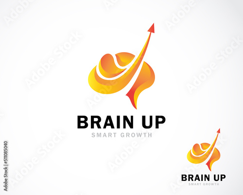 Brain up logo creative smart growth education innovation logo design concept