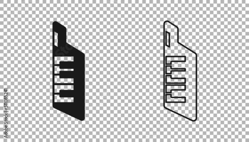 Black Keytar icon isolated on transparent background. Musical instrument. Vector