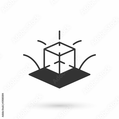 Grey 3d modeling icon isolated on white background. Augmented reality or virtual reality. Vector