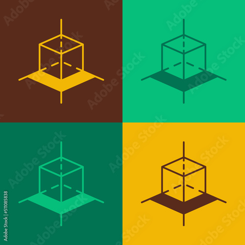 Pop art 3d modeling icon isolated on color background. Augmented reality or virtual reality. Vector