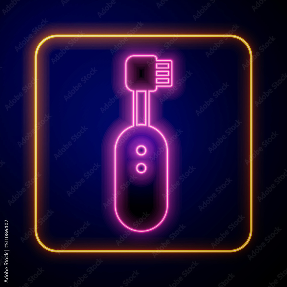 Glowing neon Electric toothbrush icon isolated on black background. Vector Glowing neon Electric toothbrush icon isolated on black background. Vector