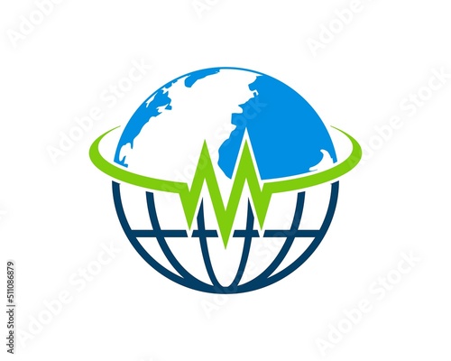 Abstract globe and earth with M letter initial inside