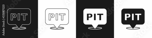 Set Pit stop icon isolated on black and white background. Vector