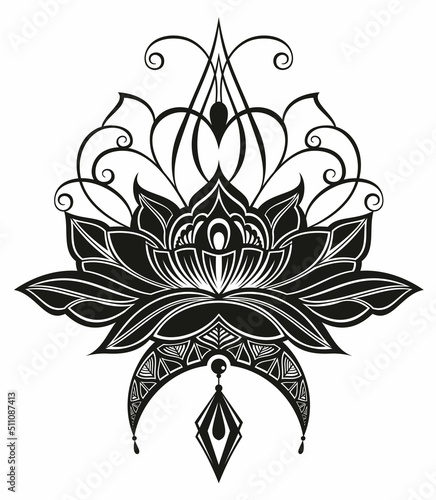 Lotus vector. Design for yoga banner, Design symbols. Boho lotus