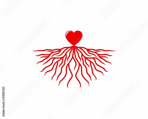 Combination love and tree root logo
