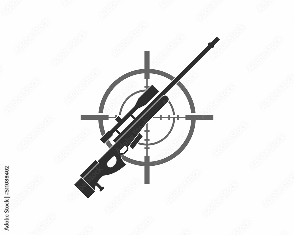 Sniper with aim target silhouette illustration - obrazy, fototapety, plakaty 