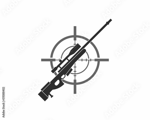 Sniper with aim target silhouette illustration