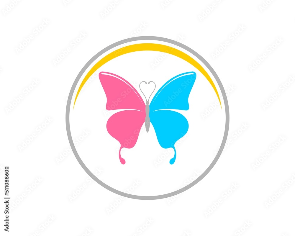 Circle shape with butterfly inside Circle shape with butterfly inside