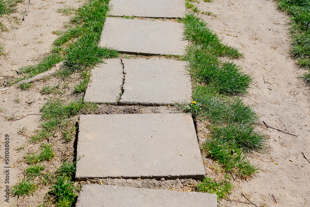Obraz premium Temporary walkway through the lawn