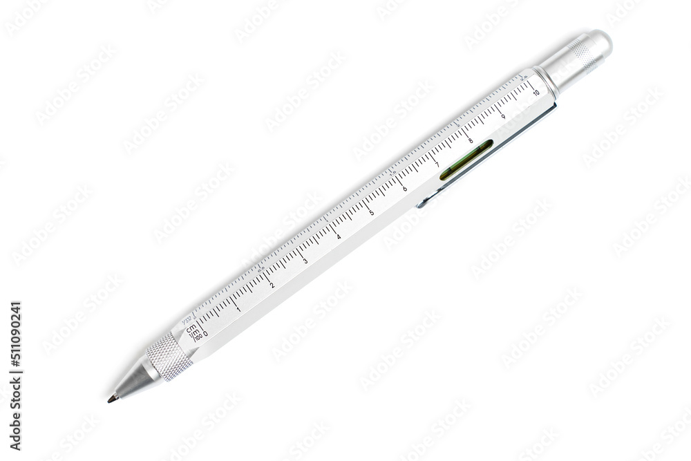 Tech tool pen with a ruler isolated on white