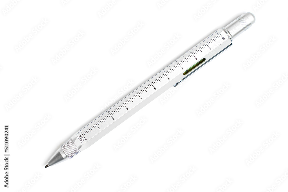 Tech tool pen with a ruler isolated on white Tech tool pen with a ruler isolated on white