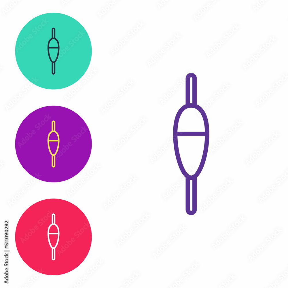Set line Fishing float icon isolated on white background. Fishing tackle. Set icons colorful. Vector Set line Fishing float icon isolated on white background. Fishing tackle. Set icons colorful. Vector
