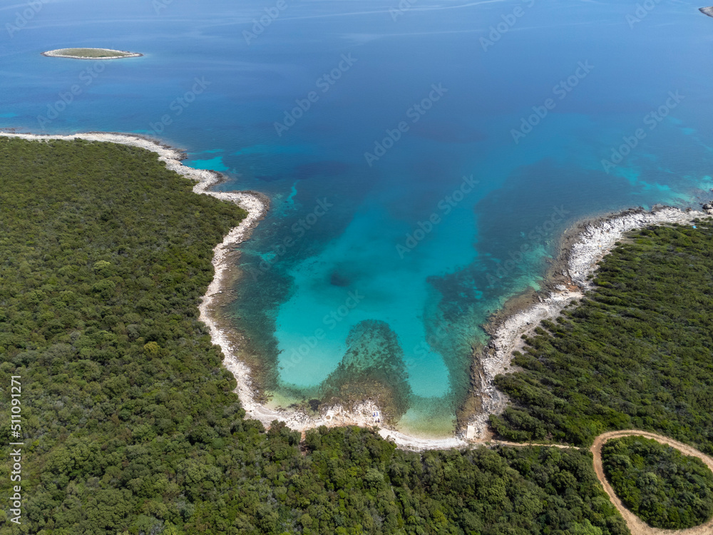 aerial shot of island Molat in Croatia