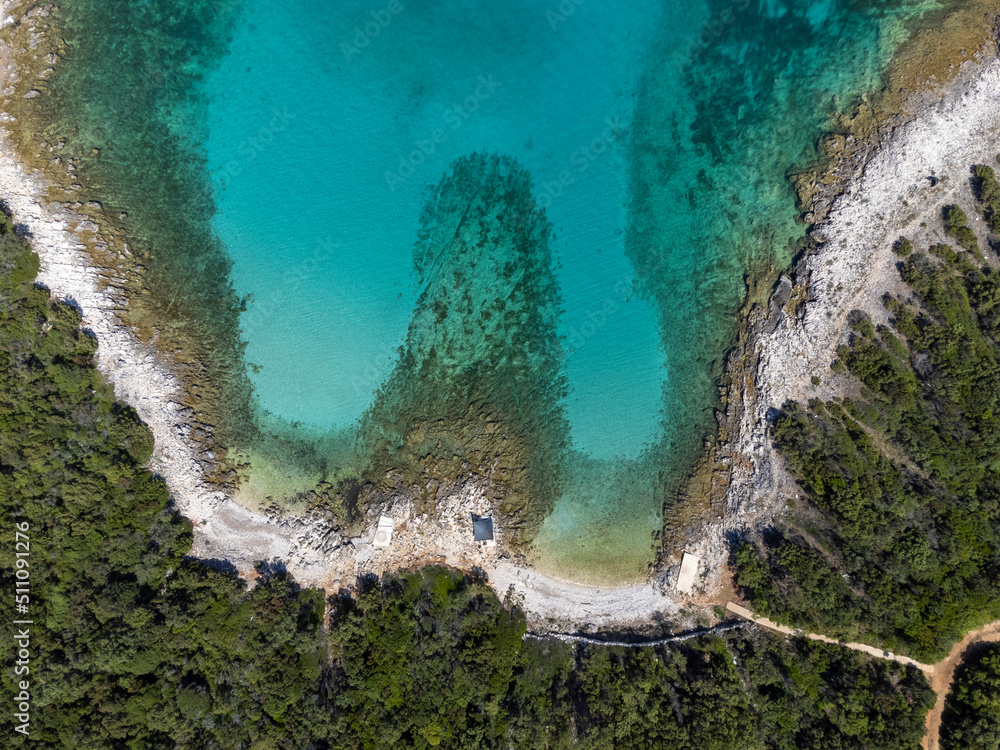 aerial shot of island Molat in Croatia