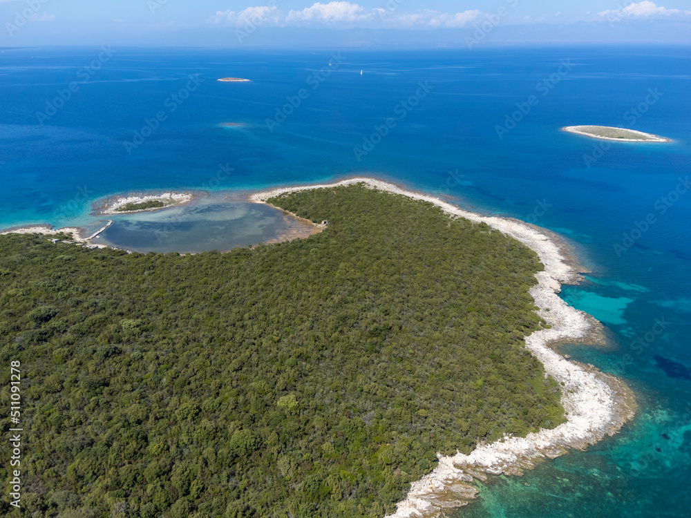 aerial shot of island Molat in Croatia