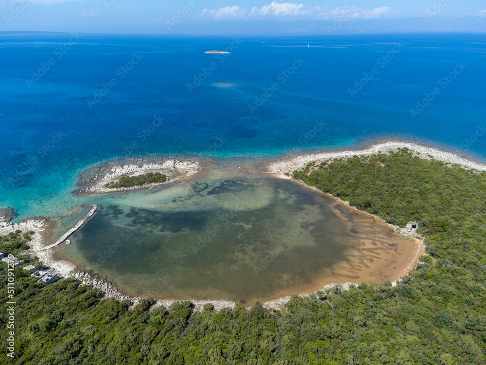 aerial shot of island Molat in Croatia