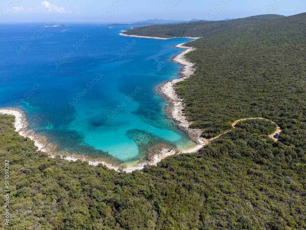 aerial shot of island Molat in Croatia