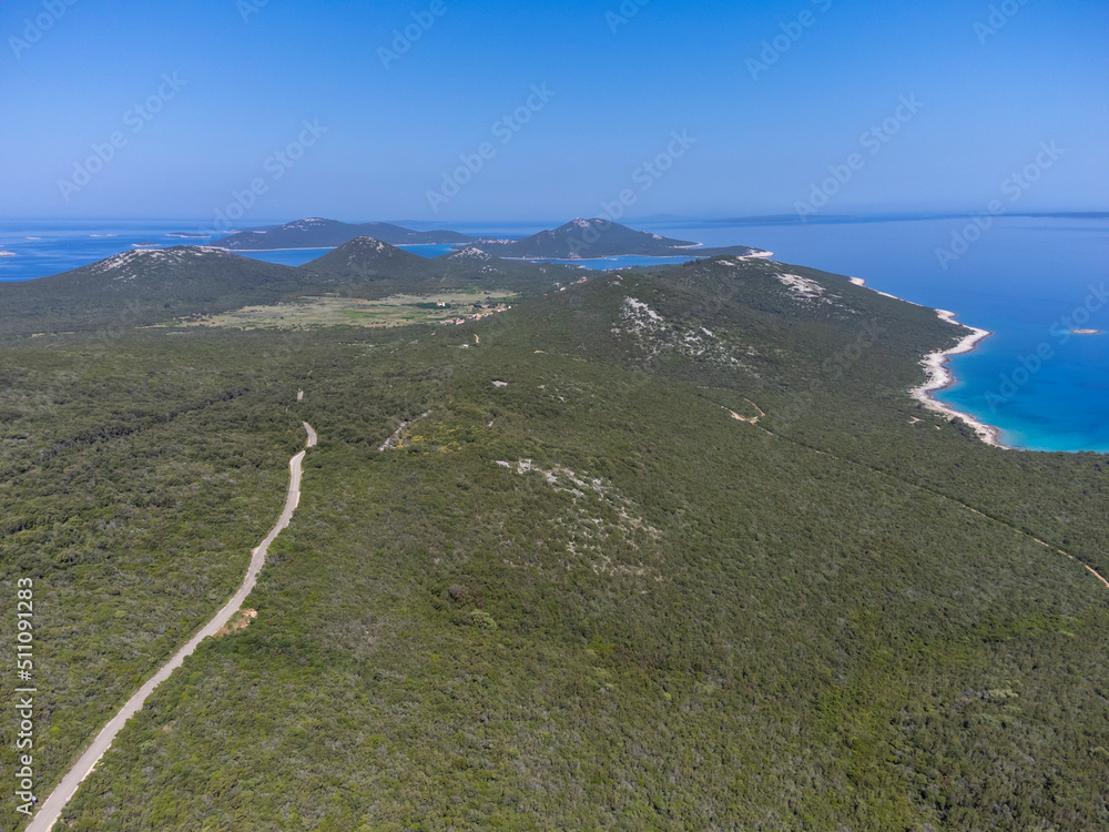 aerial shot of island Molat in Croatia