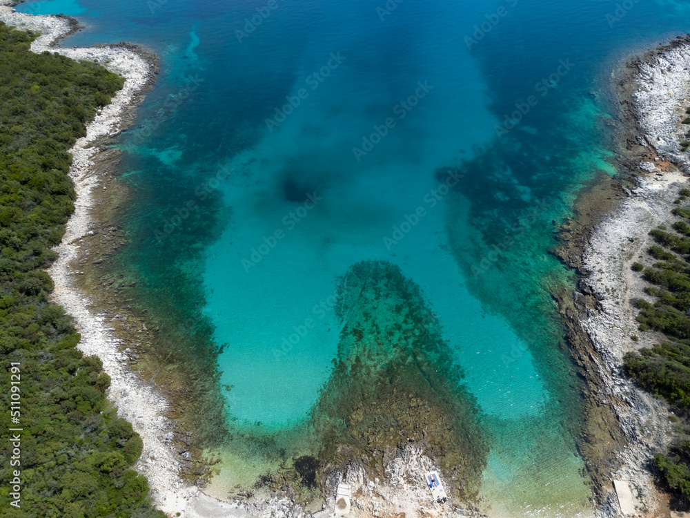 aerial shot of island Molat in Croatia