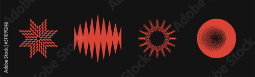 Universal Trendy Geometric Shapes Set With Vector Bitmap Dithering Texture.