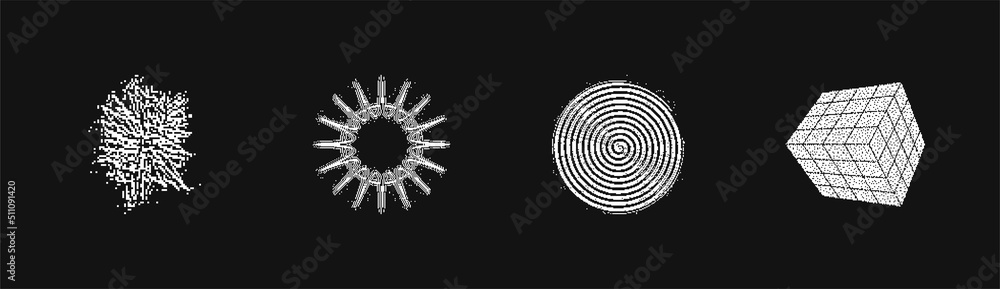 Universal Trendy Geometric Shapes Set With Vector Bitmap Dithering ...