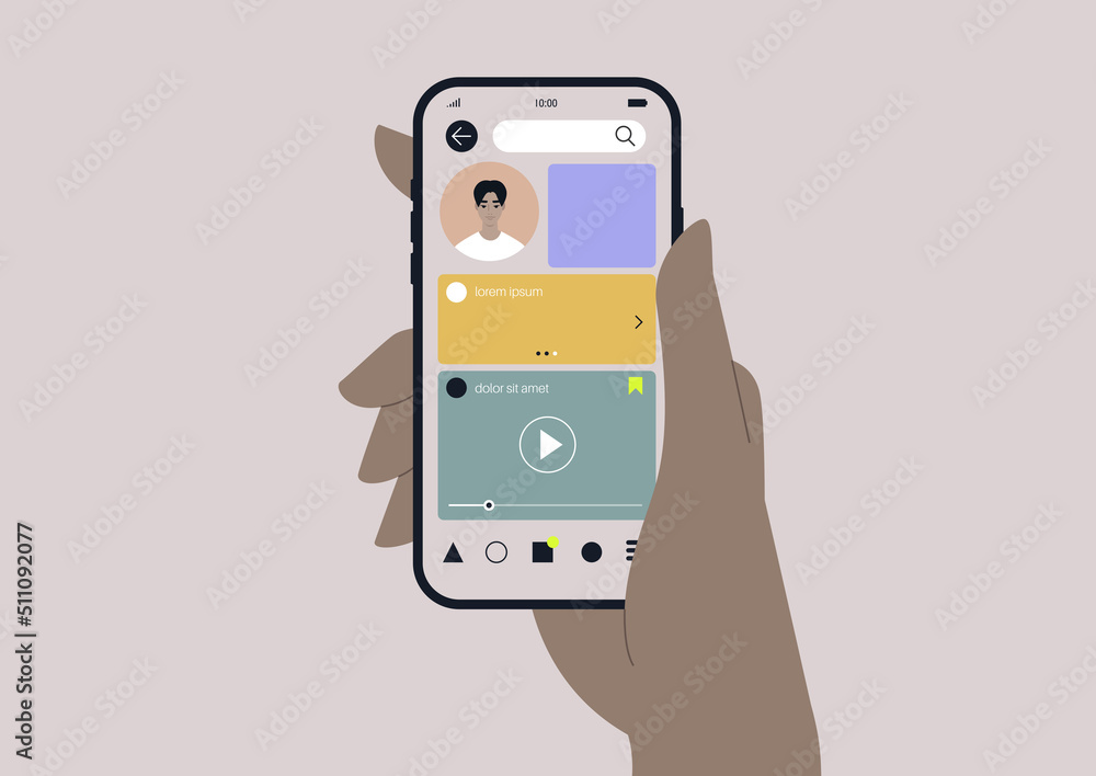 A social media network app interface, a young male Asian user digital profile A social media network app interface, a young male Asian user digital profile