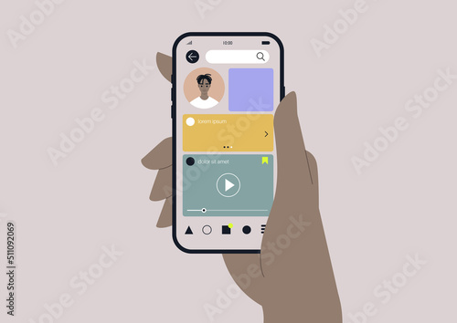 A social media network app interface, a young male African user digital profile