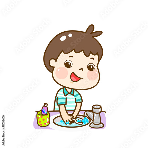 Cartoon kids brush your hand.