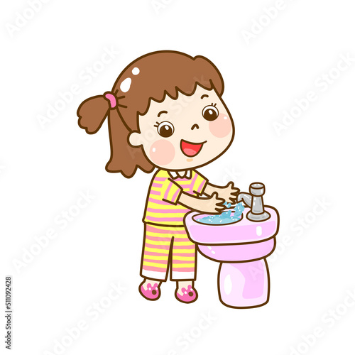 Cartoon kids brush your hand.