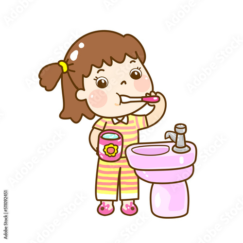 Cartoon kids brush your teeth.