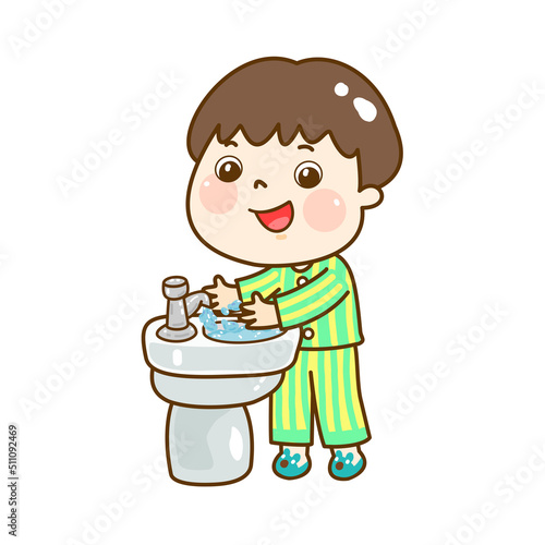 Cartoon kids brush your hand.