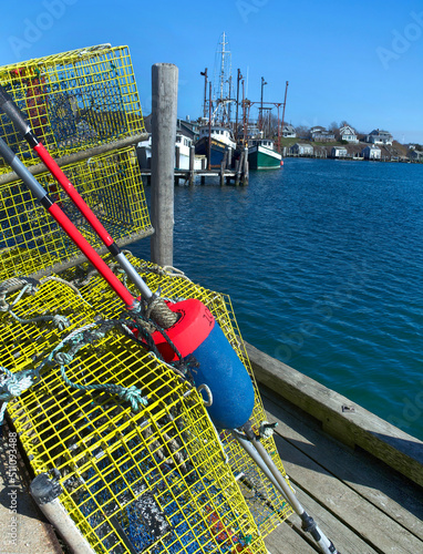 Lobster Traps and Fishing Boats at Menemsha Harbor on Martha's Vineyard photo