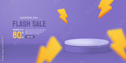 3D discount sale podium. Flash Sale podium elegant background. Vector illustration