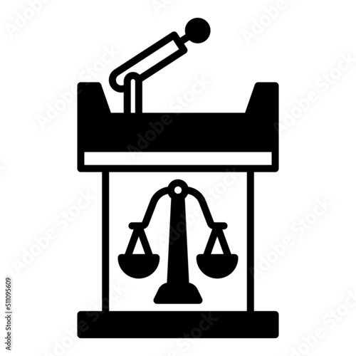 court witness table icon on transparent background