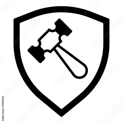 court hammer and shield icon on transparent background