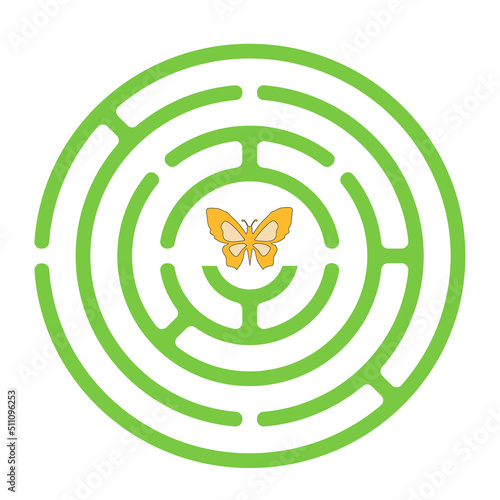 Help the butterfly to come out. Maze game for kids. Labyrinth. Vector puzzle.