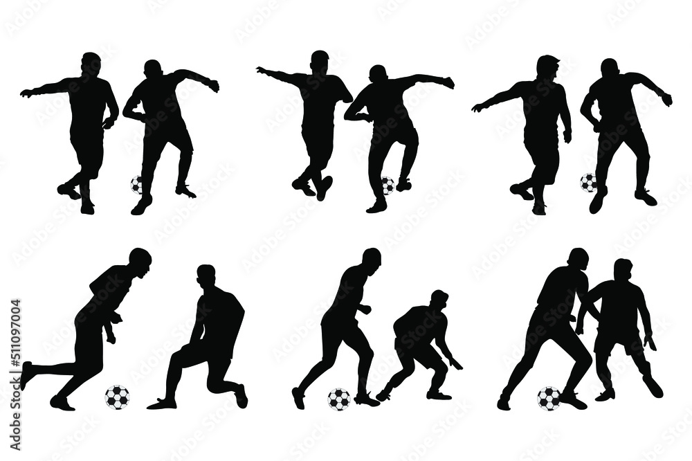 Obraz premium Set of football, soccer players, Football, soccer, players silhouette