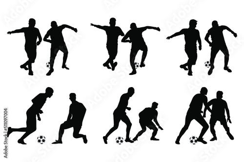 Set of football, soccer players, Football, soccer, players silhouette