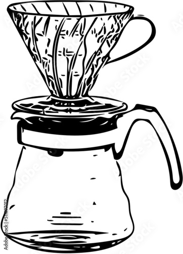 Caffe  caffeine dripper – retro cofee maker, vector  coffeemaker