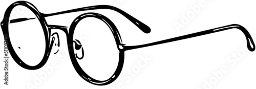 Round glasses, circular  eyeglasses  silhouette, vector