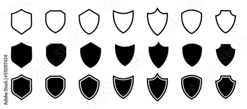 Shield vector icon set.  Protect shield security icon.
