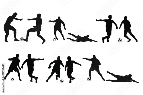 Set of football, soccer players, Football, soccer, players silhouette