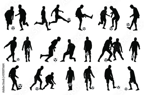 Set of football, soccer players, Football, soccer, players silhouette